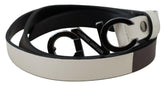 Costume National White Black Leather Letter Logo Buckle Belt -   -  Costume National.